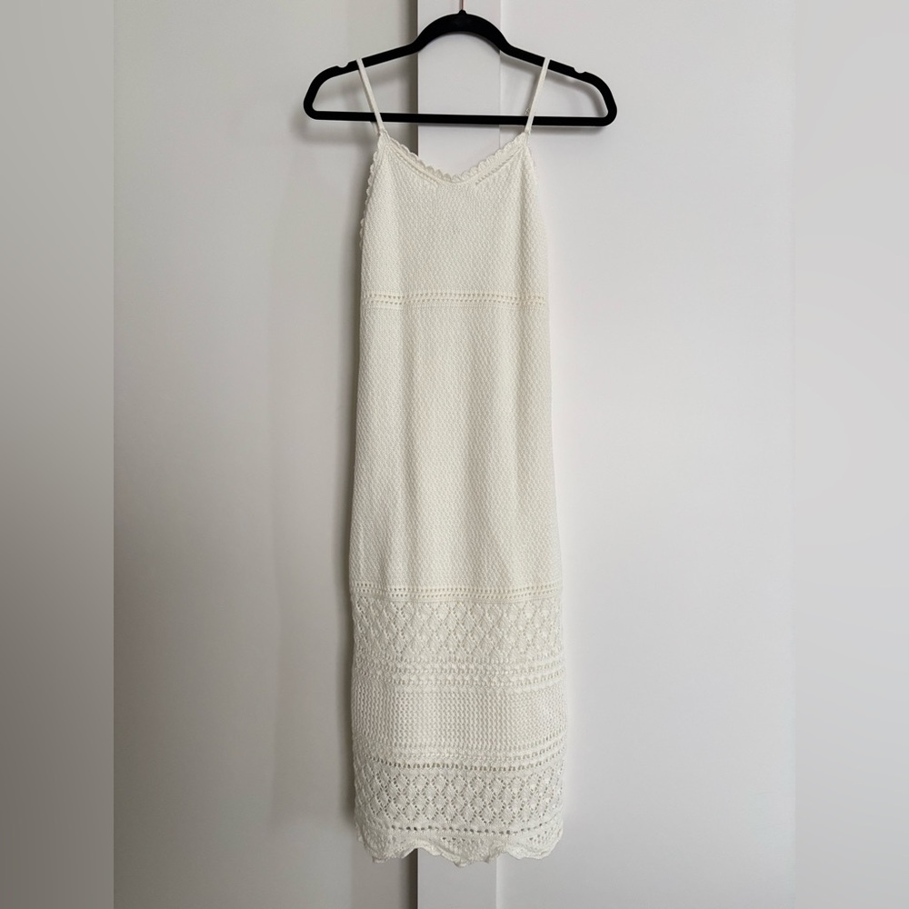 NWOT White Crochet Knit Midi Dress Women Size S